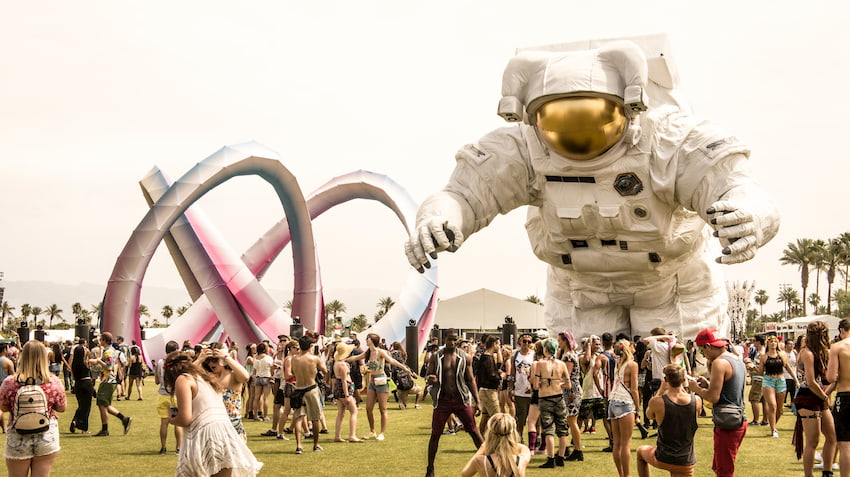 the iconic astronaut at coachella valley music and arts festival
