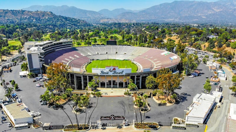 aerial view of Rose Bowl Stadium in Pasadena