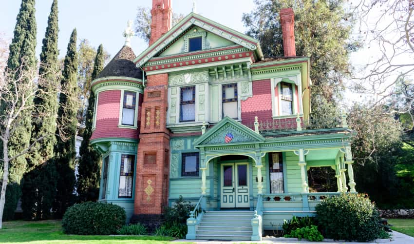 a colorful Victorian-style house