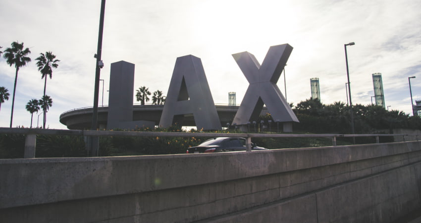 the "LAX" sign outside Los Angeles International Airport