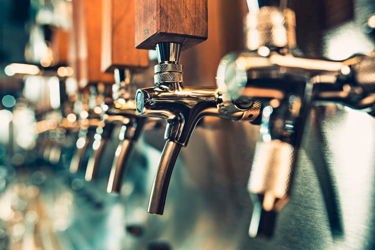 Beer taps with wooden handles