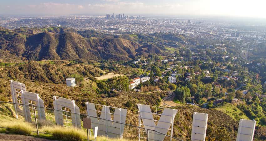 Views of Hollywood from behind the Hollywood Sign