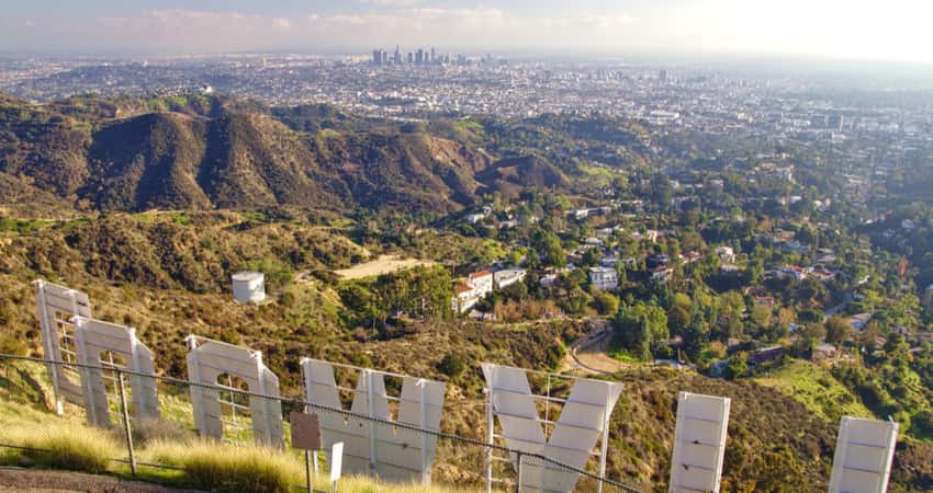 Views of Hollywood from behind the Hollywood Sign