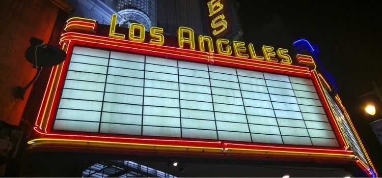 los angeles theater marquee on broadway street