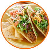 a circle image with tacos inside it